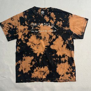 Thrasher 'The New Religion Worldwide' Bleach Dye T Shirt Men's Size L Vtg EUC